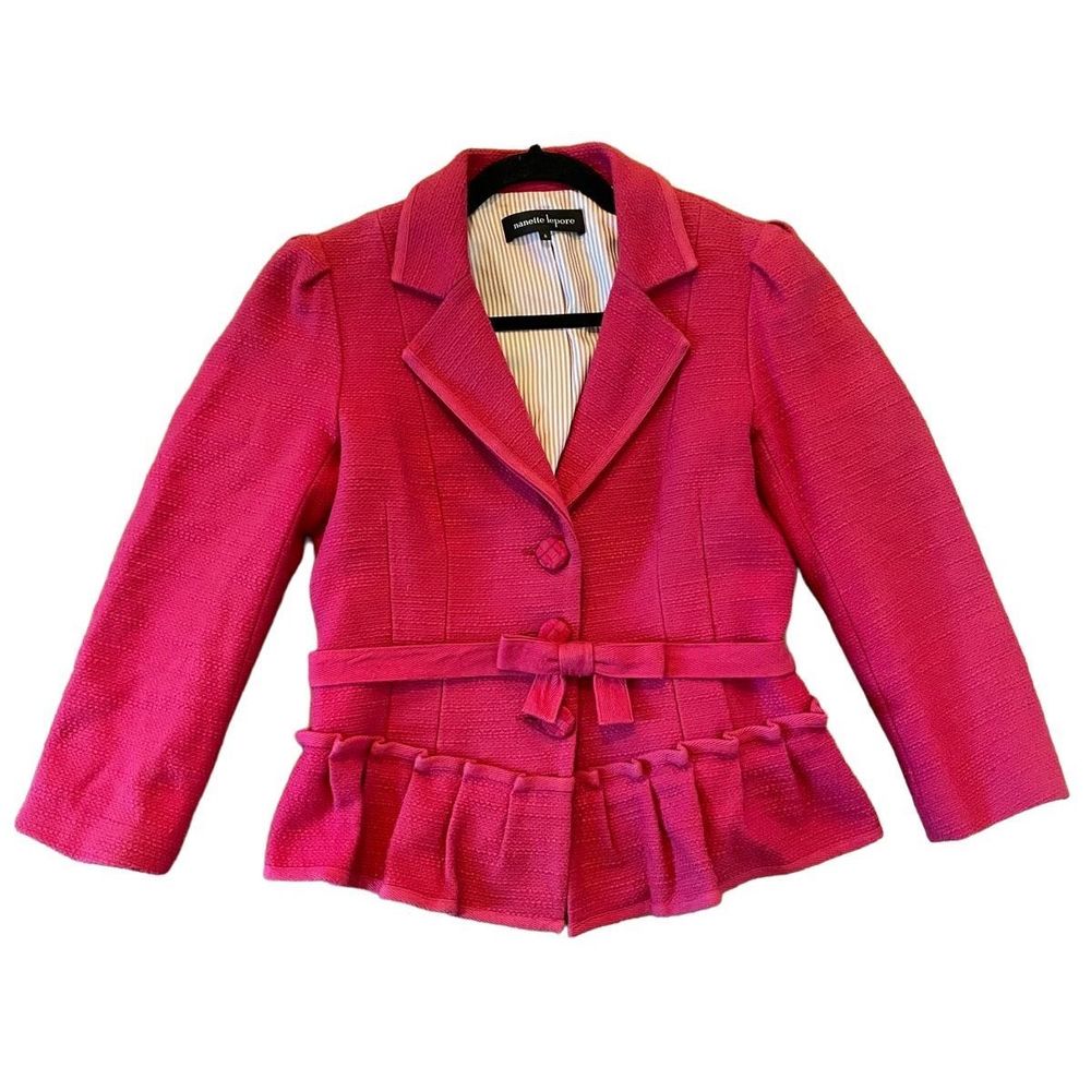 Nanette Lepore Hot Pink Textured Peplum Blazer